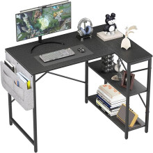 Garden 4 you L Shaped Gaming Desk with Storage Bag,100x70 cm Computer Gaming Corner Writing Table with Large Reversible Storage Shelves