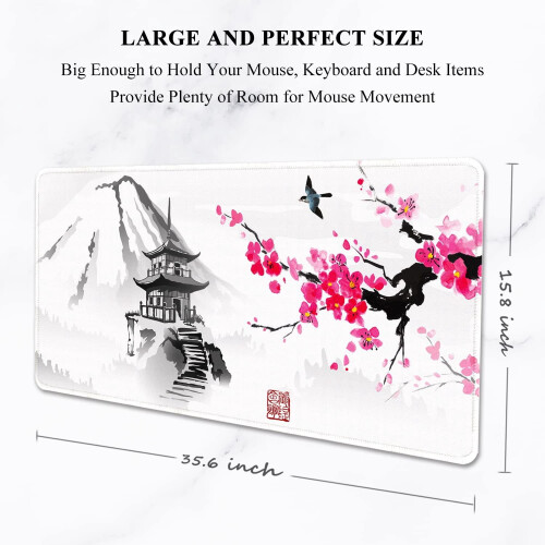 Tapete de mesa XXL Sakura Mount Fuji Design 35,5 x 15,7 polegadas 1