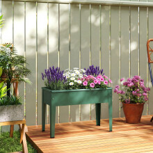 Outsunny Raised Planter, Metal Raised Garden Bed on Legs with Drainage Hole