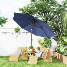 Outsunny 3(m) Garden Umbrella Outdoor Sunshade Canopy w/ Tilt & Crank Navy