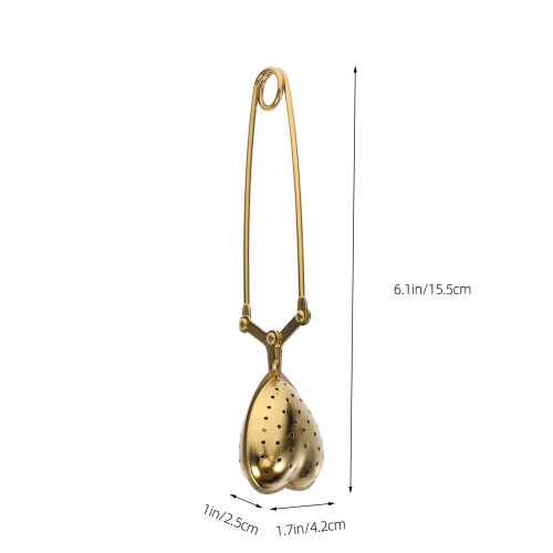 Gylden hjerteformet teinfuser – rustfrit stål, 1