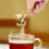 Gylden hjerteformet teinfuser – rustfrit stål, 4
