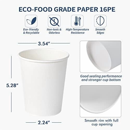 Χάρτινα ποτήρια μιας χρήσης 12oz – Μπλε, συσκευασία 270 τεμαχίων 2