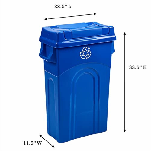Plastic Recycling Bin Kitchen Trash Can 23 Gallon Blue 1
