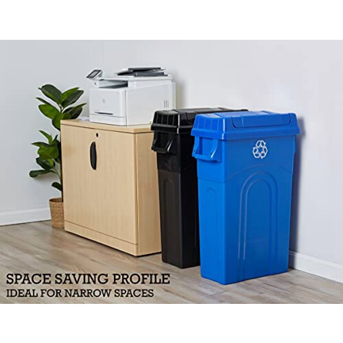 Plastic Recycling Bin Kitchen Trash Can 23 Gallon Blue 2