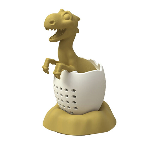 opvise Hatched Dinosaur Silikon Teinfuser Bladsil Filter Diffuser Drikkeverktøy Gul 1