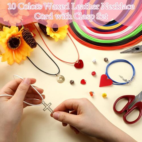 Cordão de couro encerado para colar, 60 cm (24 polegadas), 100 peças, 2 mm, 10 cores. 2