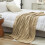 Chunky Knit Throw Blanket Beige 50x60 Inch 4