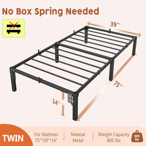 Metal Platform Bed Frame (Twin/Full/Queen), No Box Spring Needed, 800 lbs Capacity, Easy Assembly, Under-Bed Storage 1