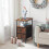 Narrow End Table with Charging Station Rustic Brown Black 2 2