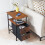 Narrow End Table with Charging Station Rustic Brown Black 2 8