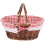 Portable Picnic Basket Wicker Brown Red Checkered 1 Pc 5