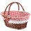 Portable Picnic Basket Wicker Brown Red Checkered 1 Pc 7