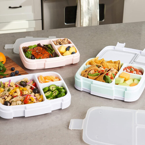 3-Pack Reusable 3-Compartment Meal Prep Containers 1