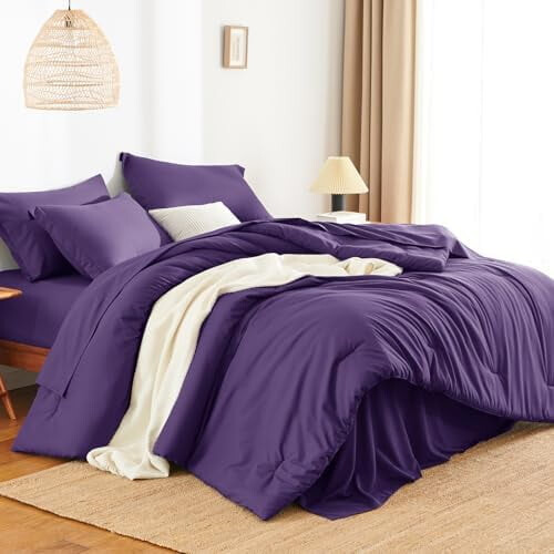 Ensemble de couette violet 7 pièces pour taille Queen 2