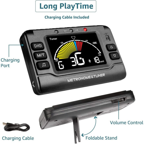 Rechargeable 3-in-1 metronome tuner tone generator 1