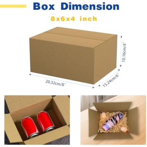 Pacote com 30 caixas de papelão ondulado marrom, pequenas, de 20x15x10 cm (8x6x4 polegadas), ideais para embalagem, envio postal, mudanças e uso 1
