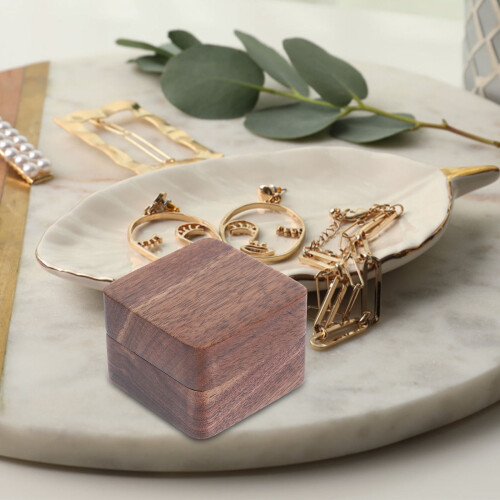 Wood Ring Storage Box with Cushioned Interior 2