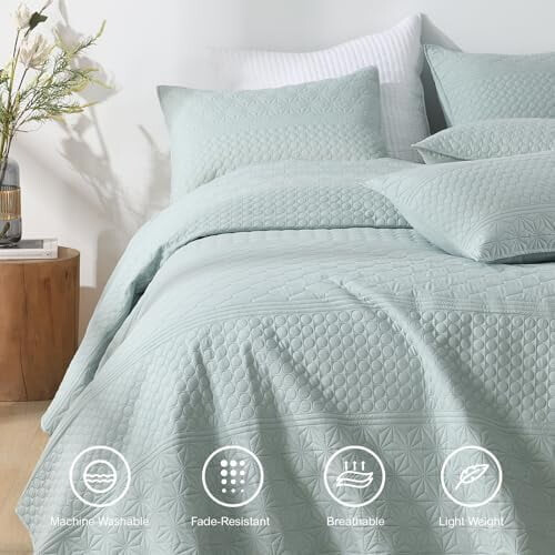 Sprout Green Twin Quilt Set Microfiber 1 Sham 2