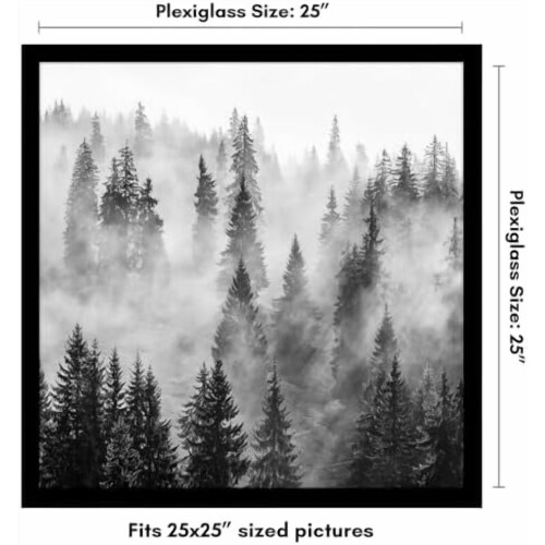 Black Square Picture Frame 25x25 cm MDF with Plexiglass 1