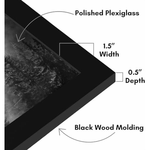Black Square Picture Frame 25x25 cm MDF with Plexiglass 2