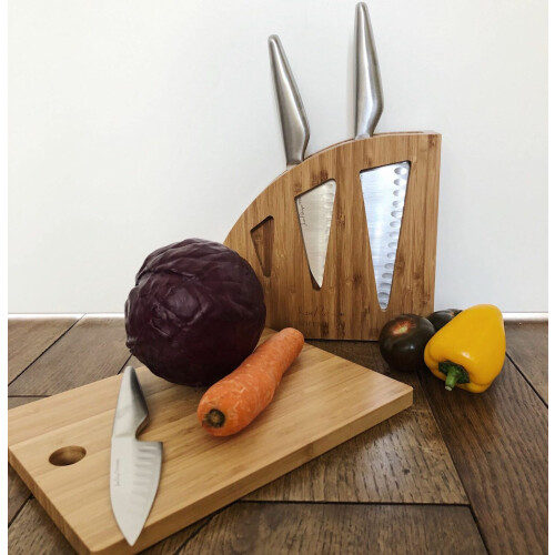 Bamboo Knife Block with Chopping Board Chopaholic 2