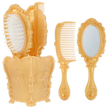 15Pcs Hair Brush and Comb Set Golden with Holder for Home Salon Use