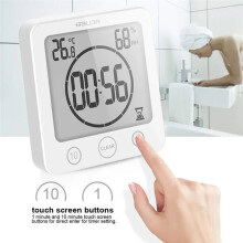 Baldr Waterproof Digital Bathroom Wall Clock with Touch Screen, Temperature & Humidity Display, Ideal for Shower Room Use
