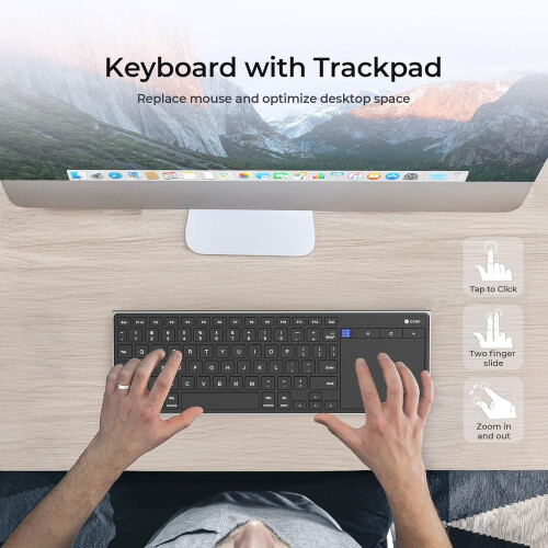Portable Computer Keyboard with Trackpad, Rechargeable Bluetooth Touchpad, Wireless Ultra Slim for PC/Laptop/Tablet/Phone, Windows/Android 2