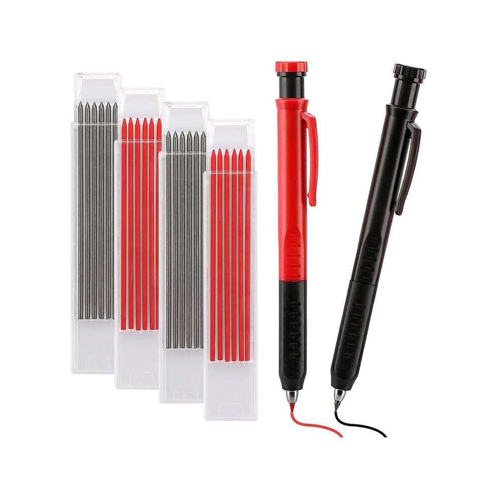 Mechanical Carpenter Pencil Set - 2 Carpenter Pencils With 24Pcs 2.8Mm Refills & Built-In Sharpener,Construction Pencils 4714078999505