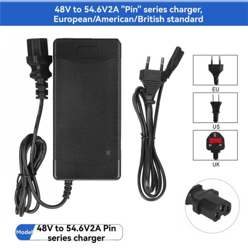 48V-54.6V 2A Charger Triangular Plug Power Adapter Plug Connector for Electric Vehicles Scooters EU Plug 1
