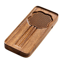 Elegant Walnut Tea Tray,Plum Blossom Design, Solid Wood, Dual-Purpose Dry and Wet Use, Ideal for Tea Enthusiasts
