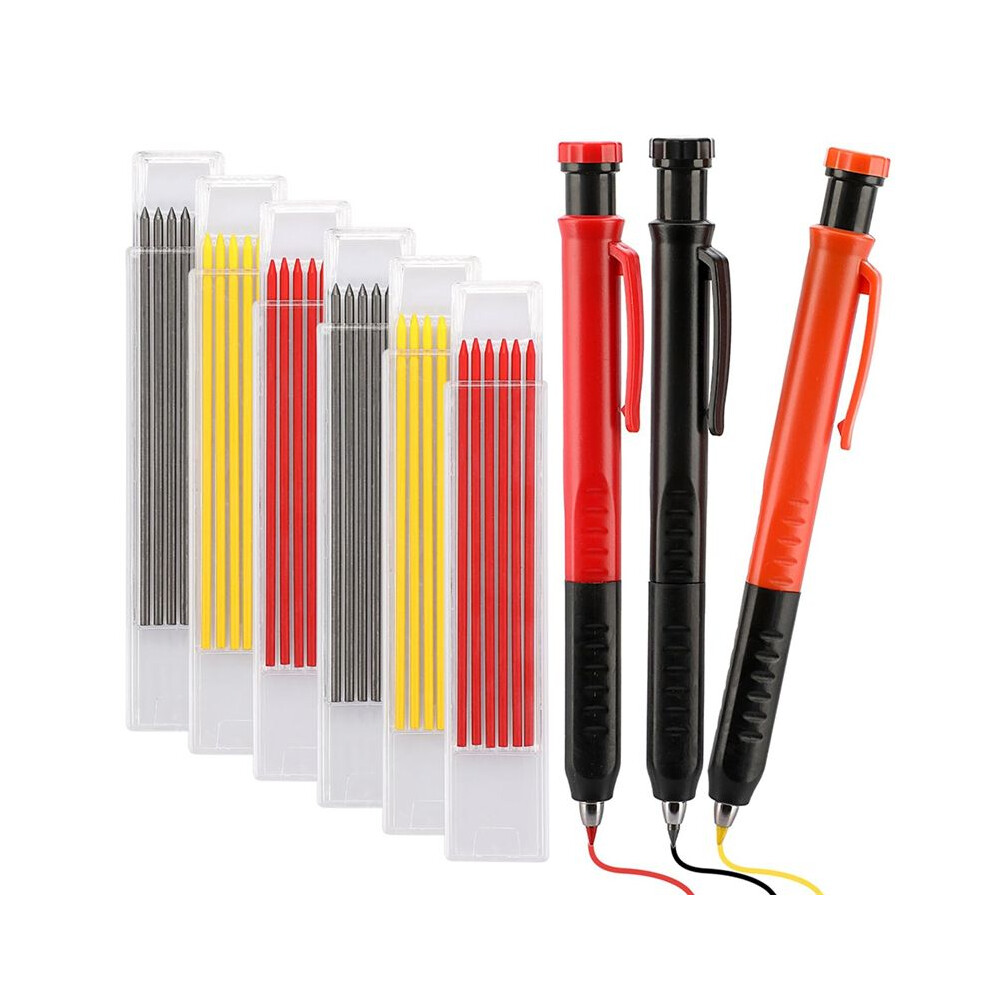 Mechanical Carpenter Pencil Set - 3 Carpenter Pencils With 36Pcs 2.8Mm Refills & Built-In Sharpener,Construction Pencils 4711392040395
