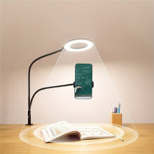 Selfie-Ringlamp met Telefoonhouder, Clip- Selfie-Lamp, Verstelbare Flexibele Bureaulamp voor Live Streaming