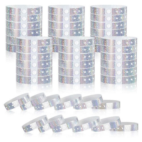 300 Pulseiras de Plástico Holográficas para Eventos e Festas, 3/5 X 9,84 Polegadas, Pulseiras Ajustáveis À Prova D'Água