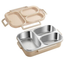 Stainless Steel Lunch Box 3 Compartment Metal Lunch Container Steel Bento Box - Ideal for School, Office & Outdoor A