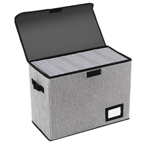 Comic Book Storage Boxes, Back to School Fold Comic Short Box Case with Lid, Book Bin Container Holds 150 Comics Gray