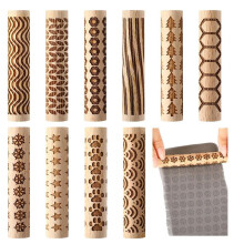 10 Pcs Wooden Clay Texture Rollers Set for Pottery and Ceramics, Stamp Roller Tools for Slab Building Sculpting Handmade
