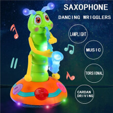 1 Chenille Électrique pour Enfants, Jouet Chenille Saxophone Dansante, Chenille Lumineuse LED, Sans Piles