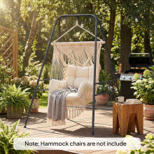 Outsunny Hammock Chair Stand Only for Indoor Outdoor 150KG Load Black
