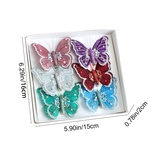 Glitter Butterfly Clips 6-Piece 1