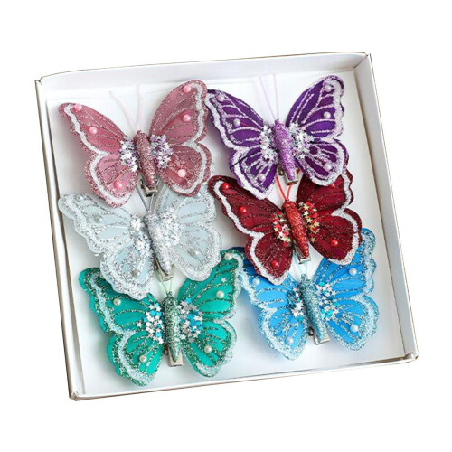 Glitter Butterfly Clips 6-Piece 2