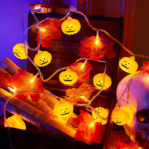 Halloween pumpkin string lights orange 10-pack 2