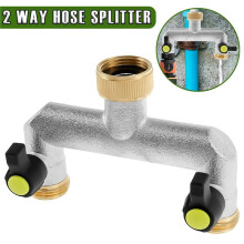 Divisor de Manguera de 2 Vías de 3/4 de Pulgada, Aleación de Zinc, Conector de Manguera de Jardín Inoxidable para Jardinería y Cuidado del Césped