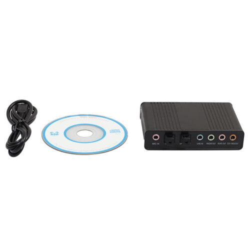Naierhg6Channel USB2.0Εξωτερικό5.1Οπτικό S/PDIF Audio Προσαρμογέας κάρτας ήχου Μαύρο 2