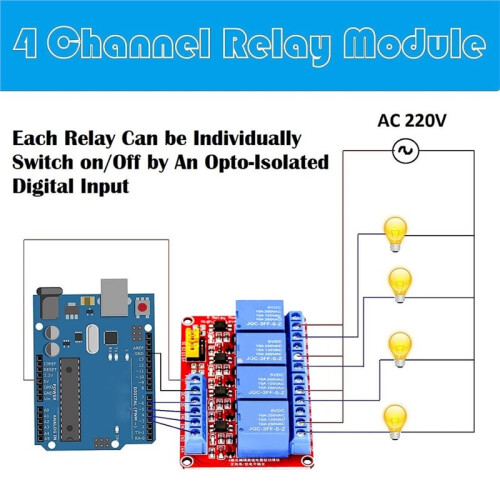 4 Channel Relay Module 5V 12V Board Shield with Optocoupler Isolation Support High and Low Level Trigger 12V 1