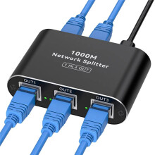 RJ45 LAN Splitter 1 to 4 1000Mbps Aluminium Network LAN Splitter Gigabit Ethernet with USB-C Power Cable