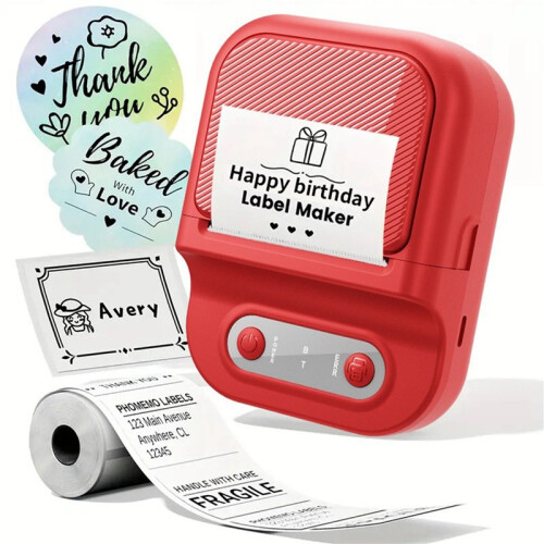 Wireless  Portable Printer Label Printer Mobile Thermal Adhesive Label Machine Suitable for Storehouse Express Red