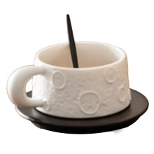 Ensemble Tasse à Café et Soucoupe en Céramique Style Japonais, Tasse à Café et Soucoupe Simple, Tasse à Lait pour Petit-Déjeuner, Blanc