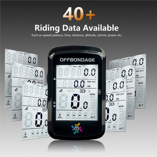 OFFBONDAGE GPS Cycling Computer - 2.6-Inch Wireless Speedometer, Waterproof Odometer, Digital Stopwatch for Biking 1
